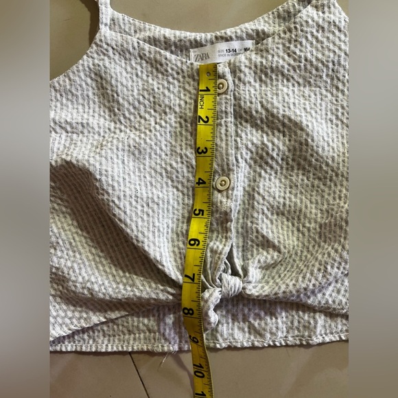 Zara Striped Denim Crop Top Blue & White Sleeveless Square Neck Size 13-14 Cm 16 - Picture 8 of 15